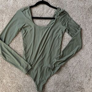 Aerie Sage Green Long Sleeve Smoothez Bodysuit